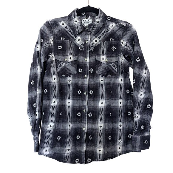 Ariat REAL Thunderstorm Snap Front Long Sleeve Button Up Plaid Shirt Small - Picture 3 of 8